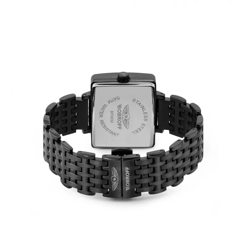 BOBROFF dames analoog kwartshorloge BF0032 36mm witte wijzerplaat zwarte leren band