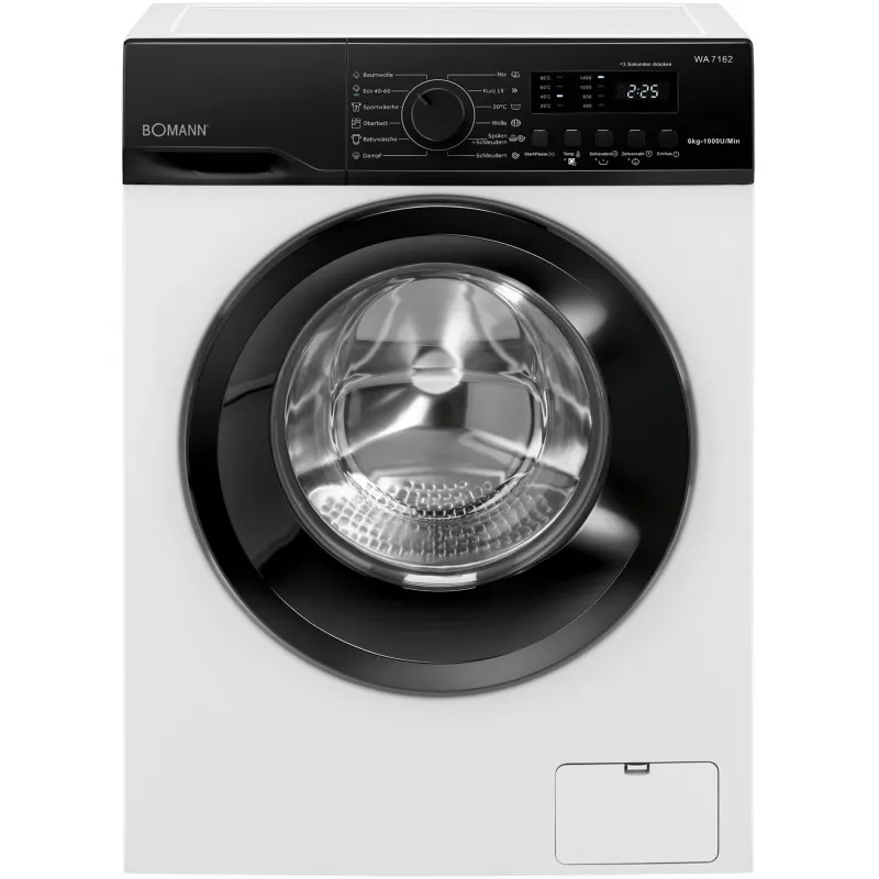 BOMANN WA 7162 voorlader wasmachine, 7 kg, 1400 t/min, wit/zwart