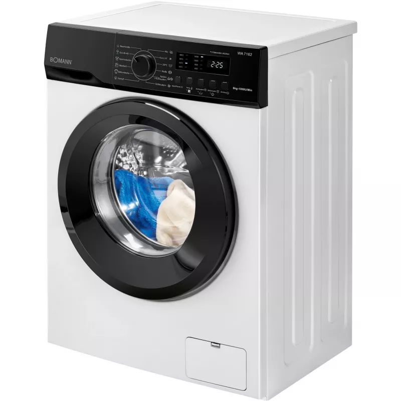BOMANN WA 7162 voorlader wasmachine, 7 kg, 1400 t/min, wit/zwart