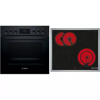 Bosch HND211LB2 zwarte inbouwoven & inductiekookplaat set (HEF113BB0 + NKN645GA2E)