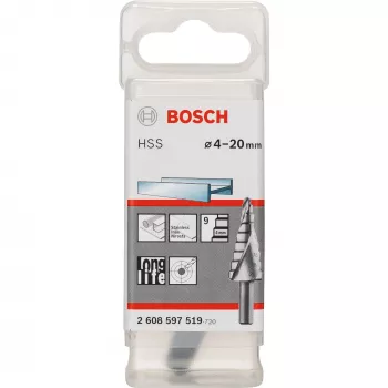 Bosch HSS stappenboor 4-20 mm, 3-vlak schacht, 70,5 mm lengte 2608597519