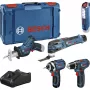 Bosch Power Tools 12V 5-delige gereedschapsset GOP + GSR + GDR + GSA + GLI (blauw, 3x Li-Ion 2,0 Ah accu)