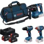 BOSCH Power Tools 18V Professional comboset: boorhamer GBH 18V-22 + boormachine GSR 18V-65 + slagmoersleutel GDX 18V-285 (blauw/zwart, 3x 5,0 Ah Li-Ion accu's, gereedschapstas)