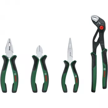 Bosch Powertools 4-delige tangenset 1600A02W7K met combinatietang, zijkniptang, punttang en waterpomptang, groen/zwart