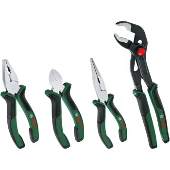 Bosch Powertools 4-delige tangenset 1600A02W7K met combinatietang, zijkniptang, punttang en waterpomptang, groen/zwart