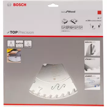 BOSCH POWERTOOLS Best for Wood cirkelzaagblad, Ø 250 mm, 40 tanden, 30 mm boring, voor tafelcirkelzagen