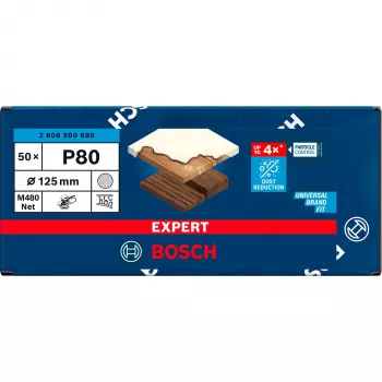 Bosch PowerTools Expert M480 net schuurschijf 125 mm, korrel K80 (50 stuks, voor excentrische schuurmachine)