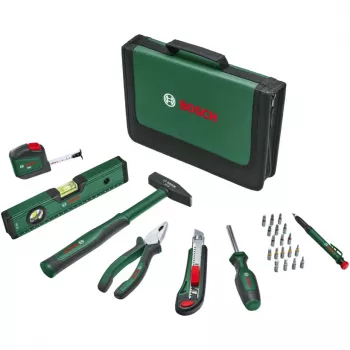BOSCH Powertools universele handgereedschapsset, 25-delig (groen, met gereedschapstas)
