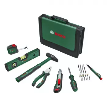 BOSCH Powertools universele handgereedschapsset, 25-delig (groen, met gereedschapstas)