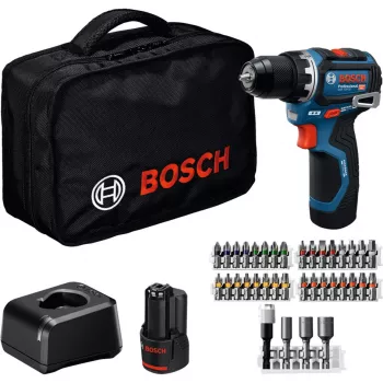 Bosch Professional GSR 12V-32 accu-boor-/schroefmachine (12V, 2x 2,0 Ah Li-ion, 36-delige accessoireset, gereedschapstas, blauw/zwart)