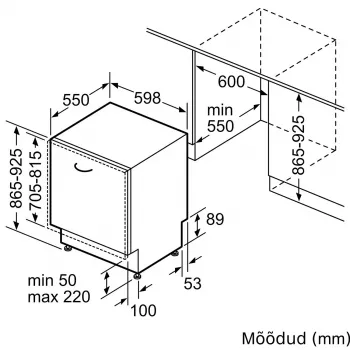 Bosch SBH4HVX14E XXL VarioHinge volledig geïntegreerde vaatwasser, 14 couverts, energieklasse C, 44 dB, Home Connect
