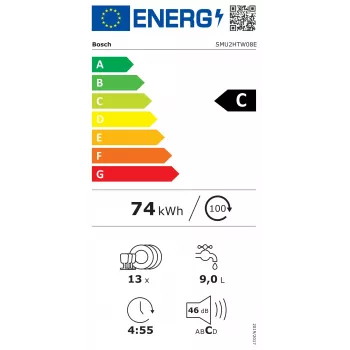 Bosch SMU2HTW08E inbouwvaatwasser, 60 cm, 13 couverts, 5 programma's, energie-efficiëntieklasse C, AquaStop, wit