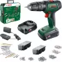 BOSCH UniversalImpact 18V accu-slagboormachine (groen/zwart, 2x1,5 Ah Li-Ion, 241-delige set)