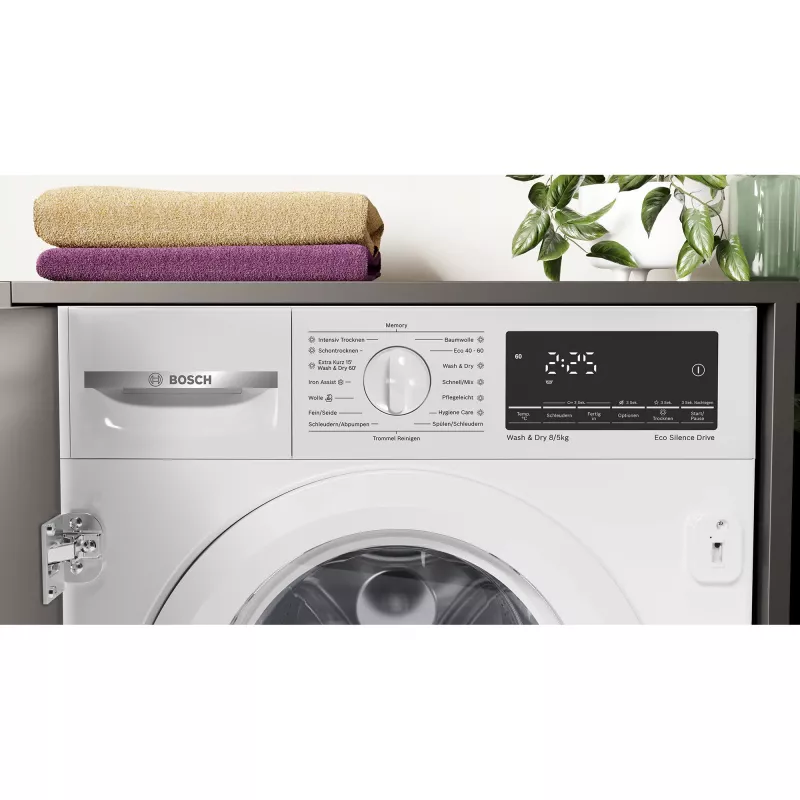 BOSCH WKD28490 Serie 6 inbouw was-droogcombinatie (wit)