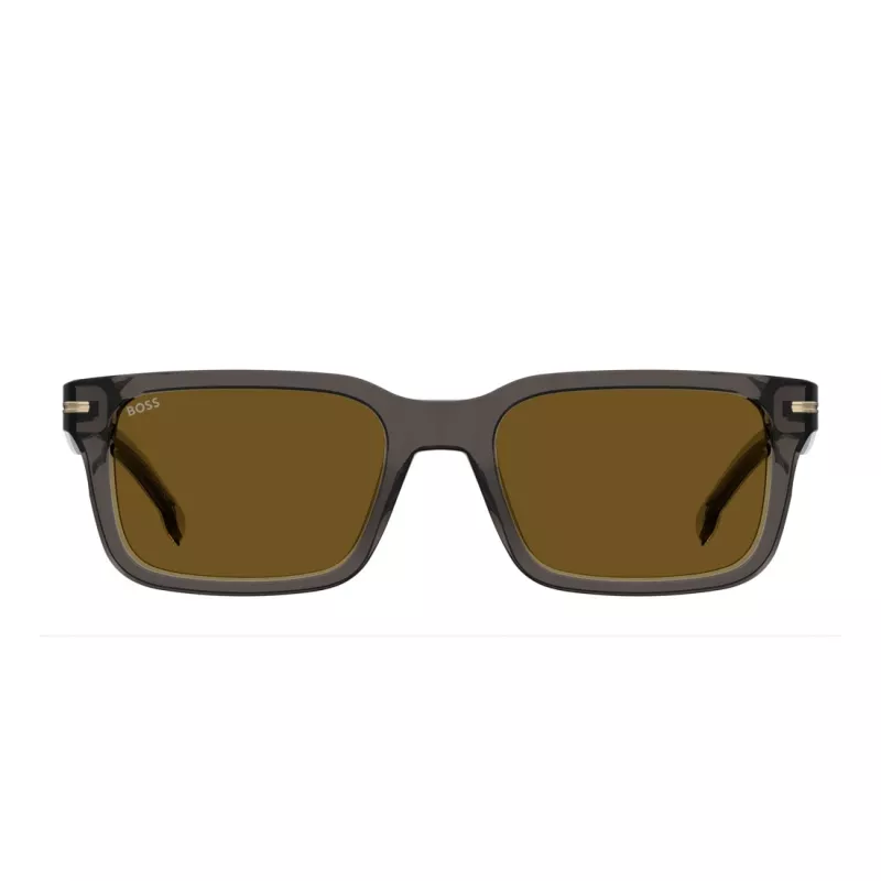 BOSS BOSS1628SKB7 Heren Rechthoek zonnebril Dark Havana Grijs