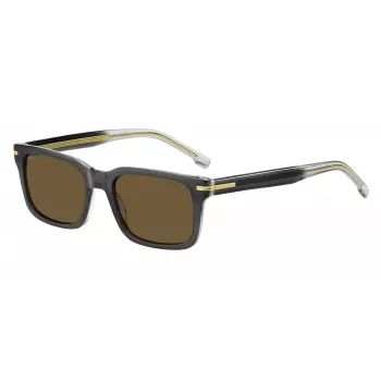 BOSS BOSS1628SKB7 Heren Rechthoek zonnebril Dark Havana Grijs
