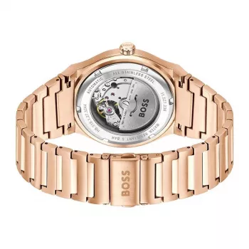BOSS MAN 1514185 quartz analoog horloge 41mm zwarte wijzerplaat leren band