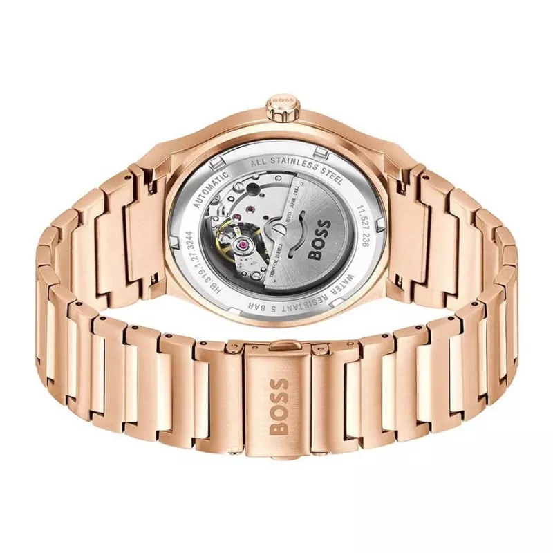 BOSS MAN 1514185 quartz analoog horloge 41mm zwarte wijzerplaat leren band
