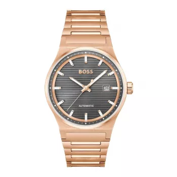 BOSS MAN 1514185 quartz analoog horloge 41mm zwarte wijzerplaat leren band