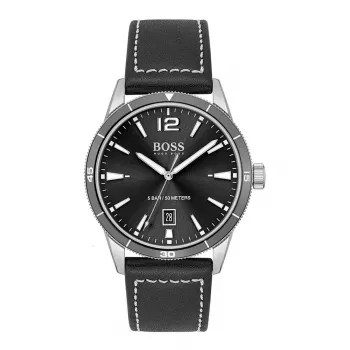 BOSS heren Grand Prix chronograaf horloge 1513898 44mm zwarte wijzerplaat leren band