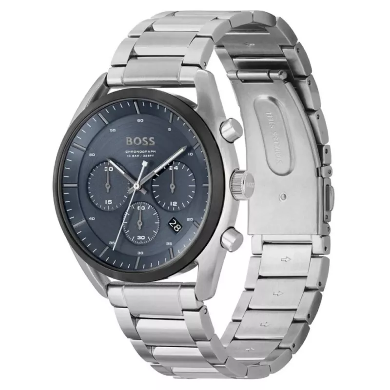 BOSS heren Skymaster chronograaf horloge 1514093 44mm edelstaal blauwe wijzerplaat