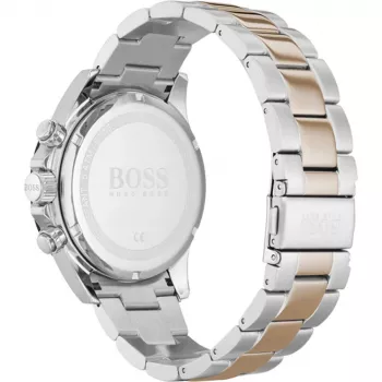 BOSS herenhorloge 1513757 43mm edelstaal blauwe wijzerplaat bruin leer chronograaf