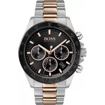 BOSS herenhorloge 1513757 43mm edelstaal blauwe wijzerplaat bruin leer chronograaf