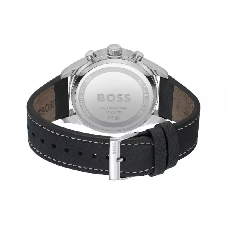 BOSS herenhorloge 1513987 44mm edelstaal blauwe wijzerplaat chronograaf