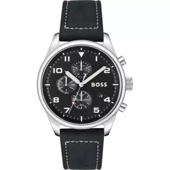 BOSS herenhorloge 1513987 44mm edelstaal blauwe wijzerplaat chronograaf