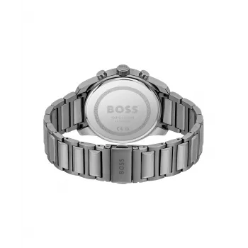 BOSS herenhorloge 1514005 44mm roestvrijstalen behuizing blauwe wijzerplaat bruine leren band chronograaf quartz