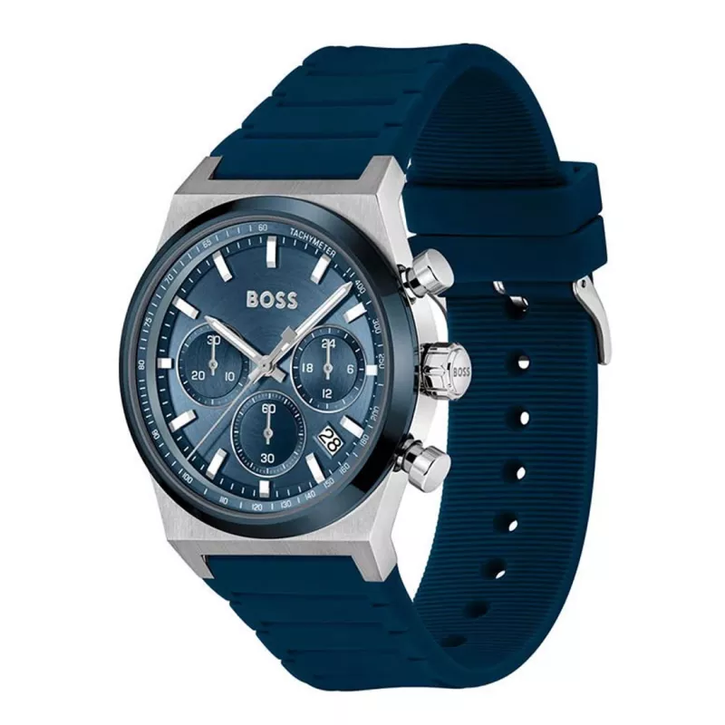 BOSS herenhorloge 1514243 41mm RVS blauwe wijzerplaat chronograaf