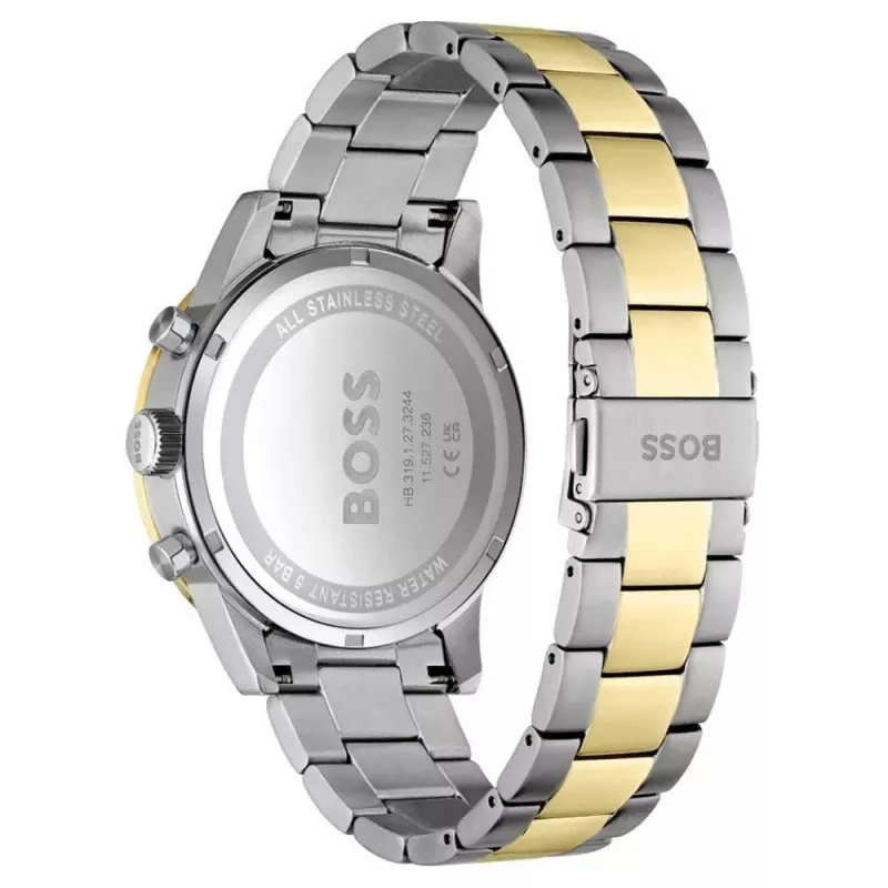 BOSS Skymaster heren quartz chronograaf horloge 1514163 44mm blauwe wijzerplaat RVS mesh