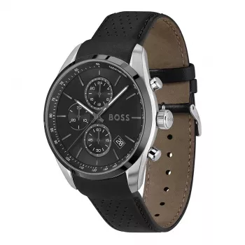BOSS herenhorloge 1514224 (44,5 mm) quartz chronograaf blauwe wijzerplaat bruine leren band