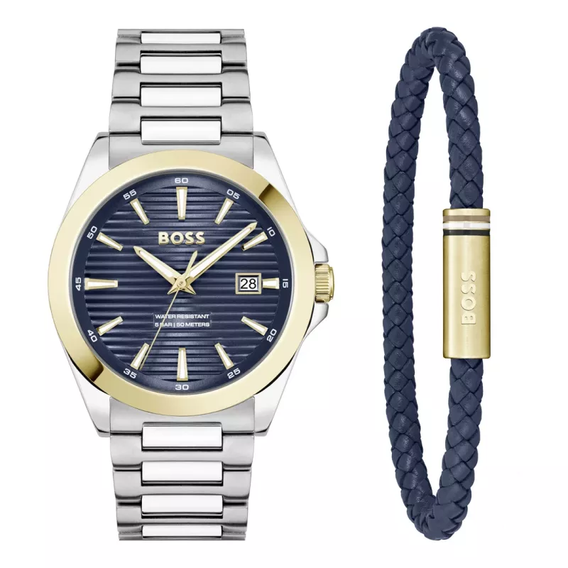BOSS Watch Man 1570191 (41mm) Pilot Edition quartz RVS leer bruin