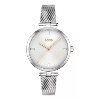 BOSS dameshorloge 1502653 quartz analoog horloge 32mm RVS mesh band zilver