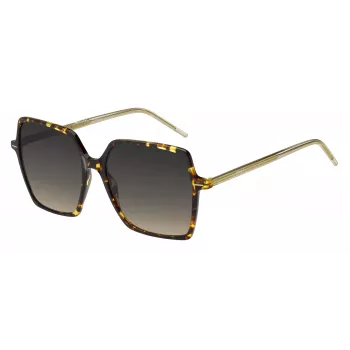 BOSS dameszonnebril BOSS1524SHJV vierkant havana acetaat montuur grijs verloopglazen 57mm