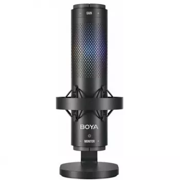 BOYA K9 kabelgebonden condensatormicrofoon, omnidirectioneel, ruisonderdrukking, realtime monitoring, USB-A/USB-C, zwart