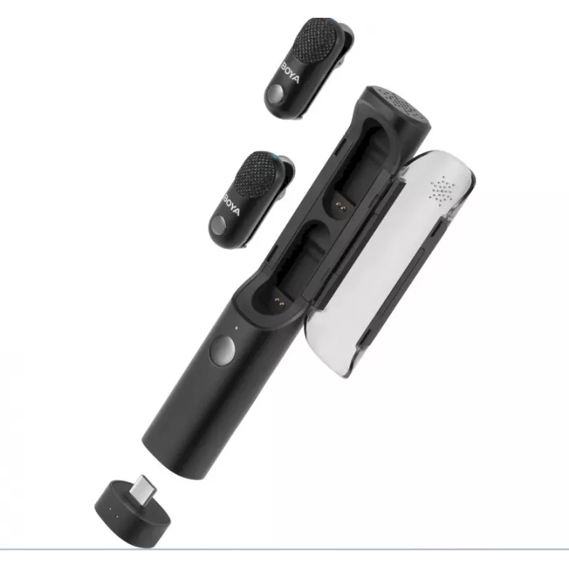 BOYA Magic-02 draadloze microfoonheadset 2,4GHz USB-C/Lightning/3,5mm zwart
