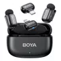 BOYA Mini 2-01 draadloos microfoonsysteem 2,4 GHz met 2 zenders en 2 ontvangers (USB-C en Lightning) zwart