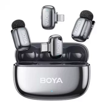 Boya mini 2-01 draadloze microfoon Lightning/USB-C, maanzilver (BOYA mini 2-01-Space Gray)