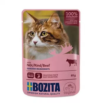 Bozita rundvleesstukjes in gelei natvoer voor katten 85g