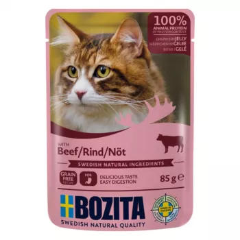 Bozita rundvleesstukjes in gelei natvoer voor katten 85g