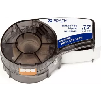 Brady M21-750-461 B-461 polyester eindloos etiketteerband, zwart op wit, 19,05 mm x 6,4 m, permanente lijm 110933