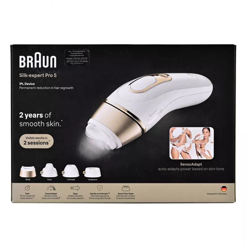 Braun IPL-ontharingsapparaat PL5431 met SensoAdapt huidtonsensor, 400.000 flitsen, 10 intensiteitsniveaus, bedraad, wit