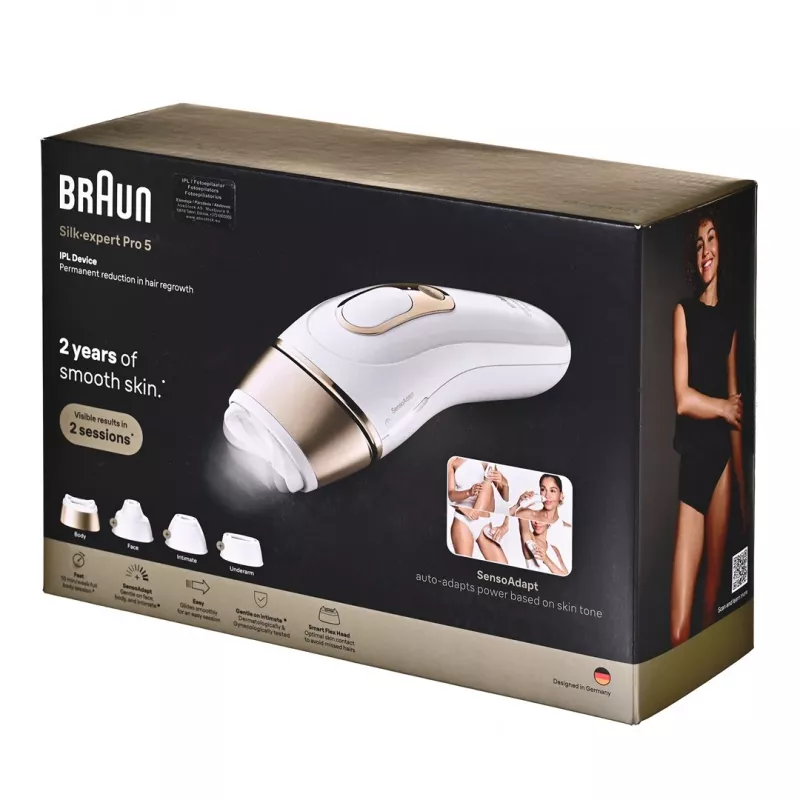 Braun IPL-ontharingsapparaat PL5431 met SensoAdapt huidtonsensor, 400.000 flitsen, 10 intensiteitsniveaus, bedraad, wit