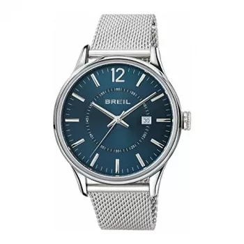 BREIL TW1560 heren quartz horloge 44mm zwarte wijzerplaat lederen band