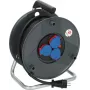 Brennenstuhl 30m IP44 kabelhaspel H07RN-F 3G2.5 met 3 stopcontacten type E, thermische beveiliging, blauwe kabel, zwarte haspel