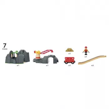 BRIO World kraan & bergtunnel houten spoorweg-set