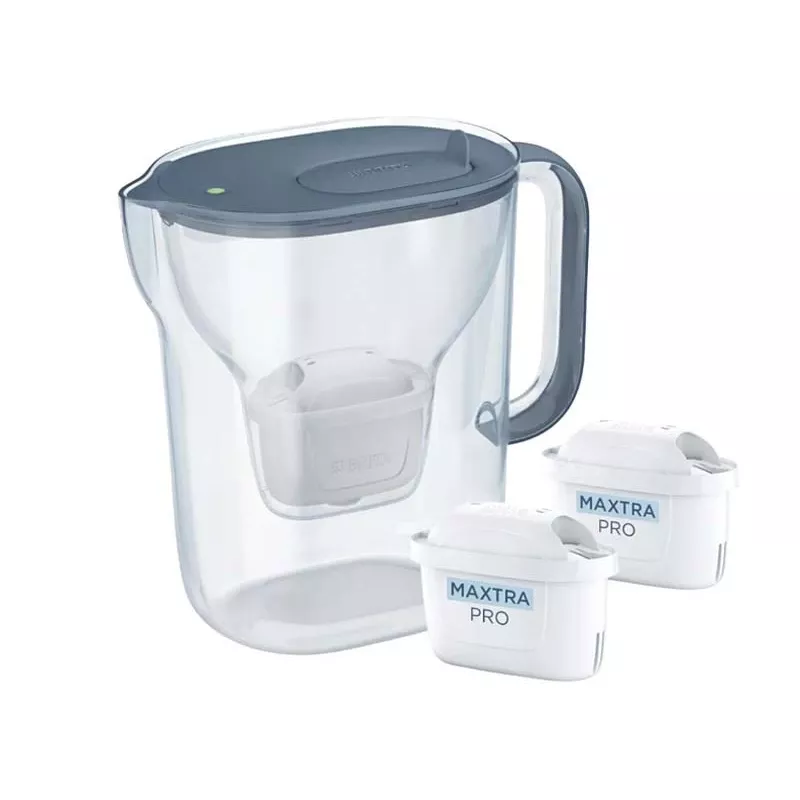Brita Style Essential+ waterfilterkan met 2 MaxtraPro PP cartridges (2,4 l, donkerblauw)