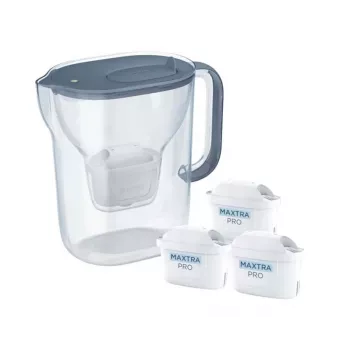 Brita Style Essential+ waterfilterkan met 3 MaxtraPro PP-filters, donkerblauw, 2,4 L